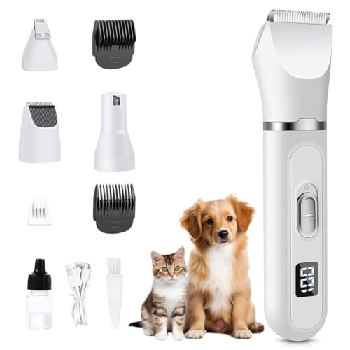 Qpets® Dog Hair Trimmer, 4 IN 1 Dog Grooming Kit Dog Trimming Set, Low Noise Dog Grooming Clippers Professional Dog Hair Cutting Ideal for Shedding Seasons and Wound Care – USB Rechargeable Qpets® Dog Hair Trimmer, 4 IN 1 Dog Grooming Kit Dog Trimming Set, Low Noise Dog Grooming Clippers Professional Dog Hair Cutting Ideal for Shedding Seasons and Wound Care – USB Rechargeable