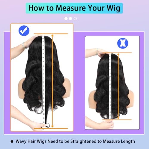 Image of V Part Wig Human Hair Body Wave Upgrade U Part Human Hair Wig 180 Density No Leave Out Glueless Clip In Half Wig Human Hair for Women Natural Black 30 Inch