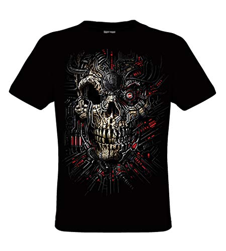 DarkArt-Designs Mode de Vie T-Shirt Cyborg Skull Cover
