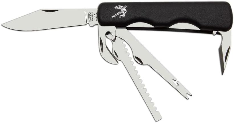 Mikov Multi-functional Fishing Knife: The Angler 338-NH-5B is a Versatile Tool Featuring a 420 Stainless Steel Blade, an Integrated Fish Scaler, and a Built-in Line Cutter