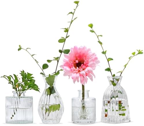 Mapoxy Glass Bud Vases Set of 4,Small Flower Vases for Wedding Ce...