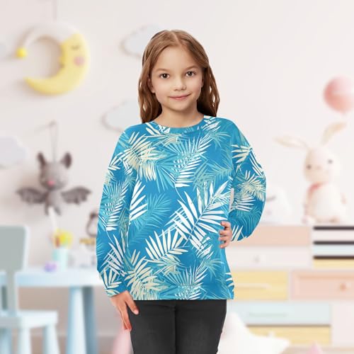 JUNZAN Palm Leaves Tropical Kids Girls Sweatshirt Hoodie Fleece Outerwear for Kids Sports 4T 5