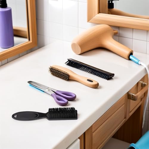 Kit coiffure professionnel 5 pièces avec cape noire et peignes - 5