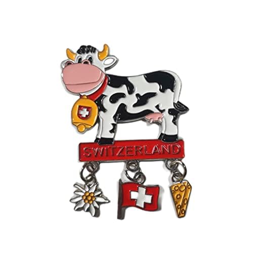 Imán decorativo de vaca 3D para refrigerador Suiza miniatura 1