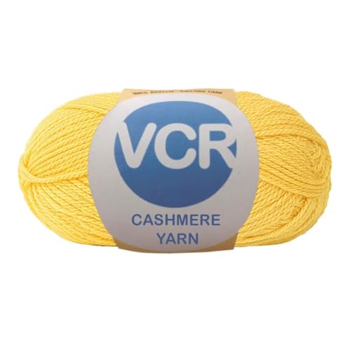 Image of VCR Golden Yellow Cashmere Knitting Yarn, 100 Grams Hank, 265 Meters Length, Acrylic 75% and Nylon 25%, Soft Crosia Thread for Crochet and Knitting, Suitable for Sweaters, Pullovers and Jackets