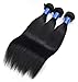 Le Hair Virgin Brazilian Natural Straight Human Hair Weave Extension Unprocessed, (16 18 20 - inches), 3 pack Bundle - Black
