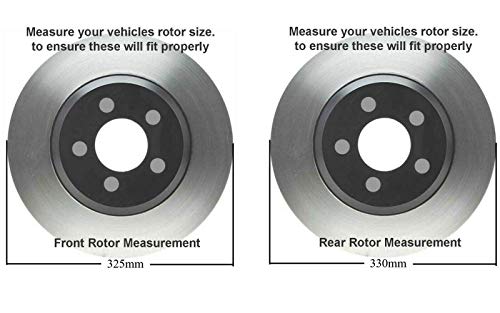 Image of Detroit Axle - Brake Kit for Chevrolet GMC 2006-2016 Express Savana 2500, Front Rear Drilled Slotted Disc Brake Rotors Ceramic Brake Pads: 12.80 inch Front 12.99 inch Rear