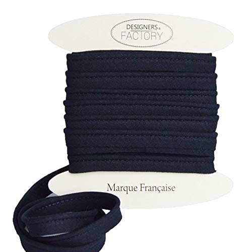 designers-factory Cotton flanged insert piping cord - available in several colours - Flanged piping cord for cushions (Marine blue, By 10 meters)