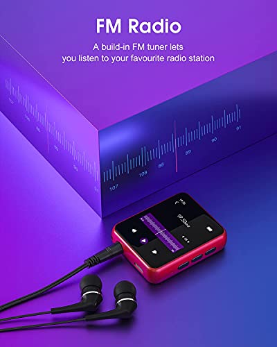 32Gb Mp3 Player Bluetooth 5.0 Full Touch Screen Color Screen Mini Mp3 Player, Hifi Lossless Music Player With Speakers, Fm Radio, Recording, Support Up To 128Gb (Red) #TOP4