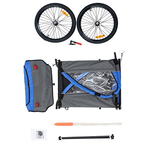 Kids Bike Trailer, Suitable For 1 To 2 Kids, 12+ Months, Quick Attach To Bike, Foldable, With 5-Point Harness And Storage Bags #TOP5