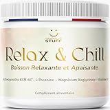 Relax & Chill Boisson Relaxation Anti-Stress/Ashwagandha KSM-66, L theanine, Magnesium Bisglycinate & Vitamine D/Baisse Cortisol & Stress, Améliore Détente et Qualité du Sommeil/Sans Cafeine ni Sucre
