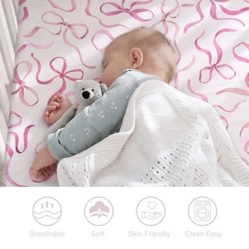 Image of Little Grape Land Crib Sheets 2 Pack, Fitted Crib Sheets 52 inchx28 inchx8 inch | For Standard Crib Mattress, Soft and Comfortable for Girls, Breathable & Easy Care