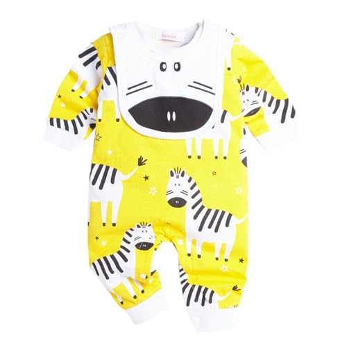 Image of Hopscotch Kids Unisex Cotton Animal Print Full-Sleeve Romper