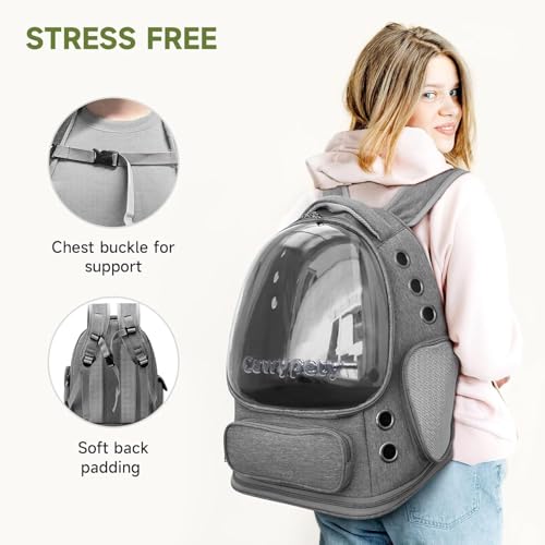 Image of Cat Backpack Carrier Expandable Pet Carrier Backpack for Small Medium Cats Fit Up to 18 Lbs, Foldable Puppy Backpack Carrier for Travel, Hiking (Dark Grey, 11L x 16.5W x 13.4H)