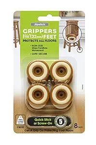 Slipstick CB320 Non Skid Furniture Feet Floor Protectors with Rubber Grip (Set of 8 Grippers) 1-1/4 Inch Round - Caramel