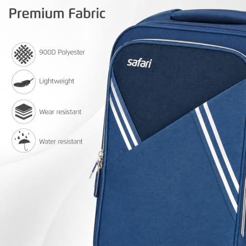 Image of Safari Swift Neo Set of 3 Cabin, Medium & Large Soft Luggage Trolley Bag with Dual Wheels, Polyester, Expandable, 8 Wheels, Travel Bag, Suitcase for Travel, Trolley Bags for Travel, Blue