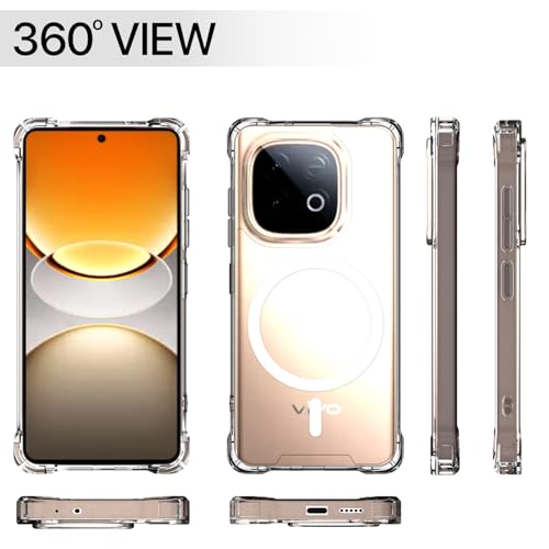 Image of Outlouders Back Cover for iQOO Neo 10 5G / Vivo Y300 GT 5G Mag-Safe Transparent PC + TPU Bumper Case with Magnetic Support Shockproof Protection (Transparent Mag-Safe)