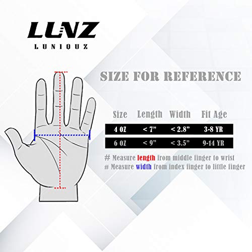 Luniquz Kids Boxing Gloves for Punching Bag Training, 4 OZ 6 OZ Fit 3 to 14 YR, Black - Thumbnail 7