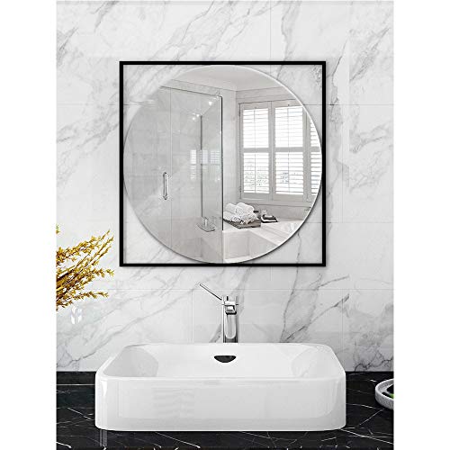 Miroir carré mural en fer forgé avec cadre noir robuste et reflets nets - 3