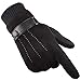 Produktbild Herren Winter Handschuhe Wildleder Dick Warm Vlies Winddicht Kälteschutz Sanft Thermal Fäustlinge Anti-Rutsch Touchscreen für Outdoor Camping Fahren Gehen Wande (schwarz)