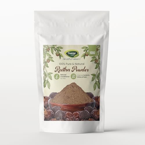 Image of Thanjai Natural Amla, Reetha, Shikakai, Bhringraj, & Hibiscus Powder Combo (100g Each) | Herbal Hair Care Powder Kit | Natural hair Cleanser Conditioner | No Chemicals, No Preservatives