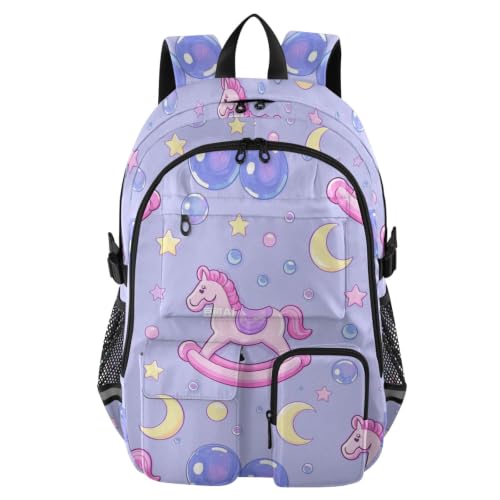 Mochila de viaje para laptop de caricatura bonita escuela universidad morado