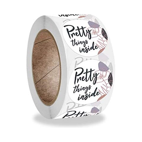 Folytiy 500pcs 1Inch Pretty Things Inside Stickers Thank You Stickers for Envelope Bag Gift Seals Party Supplies (White) Cover