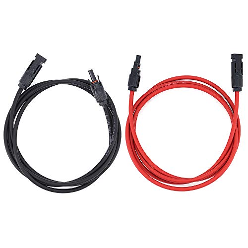 Bemodst Solar Panel Extension Cable - 1M/2M/3M M-C-4 Solar Panel Cable 6mm² PV Wire (Black Cord + Red Cord) with Female and Male Connector for Solar Panels, Photovoltaic Systems (2M/6.5FT)