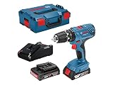 Freno eléctrico Bosch Professional 18V System GSB 18V-21 - Taladro percutor a batería (55 Nm, 1800 rpm, 2 baterías x 2.0 Ah, en L-BOXX)