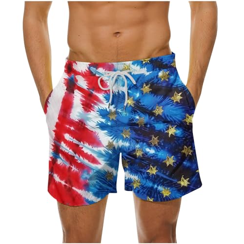 Mens Swim Trunks Quick Dry Board Shorts with Pockets Lace Up Bathing Suit Beach Shorts Patriotic Graphic Print 2025