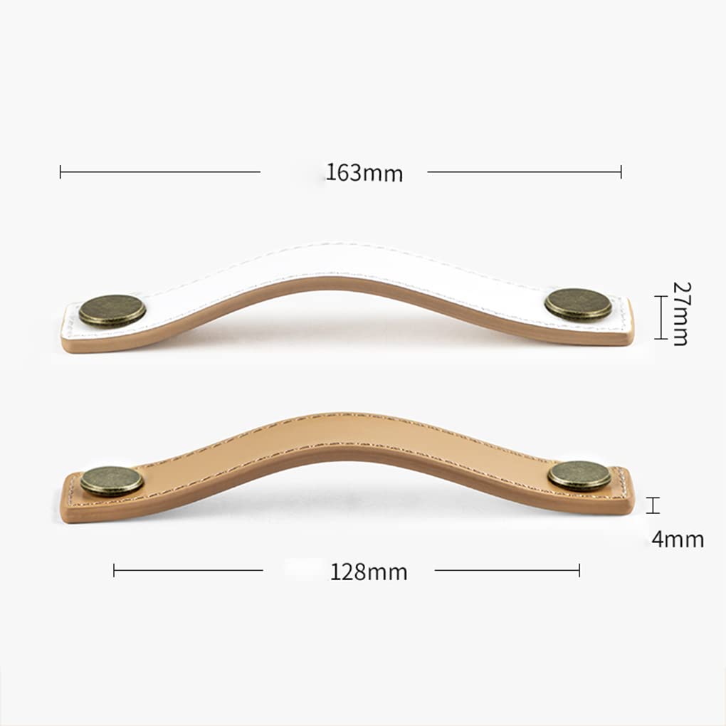 Générique Poignées en Cuir, poignées de Meubles en Cuir, 2 poignées de Meuble avec écrous en Laiton, poignées de Porte de Placard Double Face, entraxe de 128 mm (2 Trous)