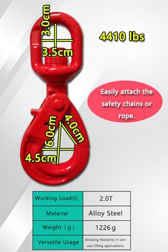 Heavy Duty Swivel Lifting Hook - 4410 lbs Capacity - Hoist Hook Sling for Heavy Cargo - Thumbnail 7