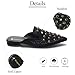 Womens Studded Pointed Toe Flat Mules Fashion Comfortable Slip On Closed Toe Flat Backless Loafers for Dressy Party Prom Daily Casual (Black,9)