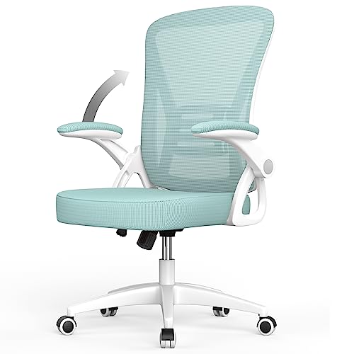 rattantree Bürostuhl, Ergonomischer Schreibtischstuhl mit Verstellbare Armlehnen, Lordosenstütze, Höhenverstellbar, Gepolstertem Sitzkissen, 360° Drehstuhl für das Büro Arbeitszimmer, Grün
