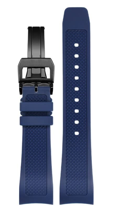 Bracelet montre 22mm caoutchouc bleu IW390209 extrémité incurvée fermoir pliable