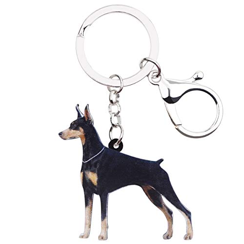 WEVENI Acrylic Doberman Dog Keychain Pet Keyring Cute Jewelry For...