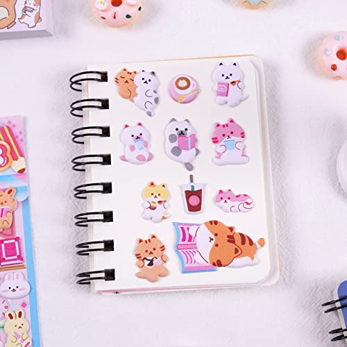 Cute Puffy Stickers For Kids, 4 Sheets 3D Foam Animal Cat Bear Rabbit Chicken Sticker For Girls Boys, Bulk Scrapbooking, Stickers For Birthday Gift, Party Supplies, Reward #TOP5