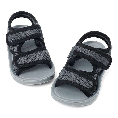 Image of MK MATT KEELY Unisex Kids Summer Slide Sandals Baby Comfort Anti-Slip Open Toe Adjustable Walking Beach Shower Shoes for Boys Girls