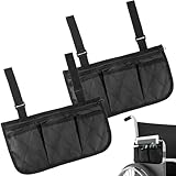 QWORK Wheelchair Side Bag, 2 Pack Side Storage Pouch Organizer Bags, Armrest Pouch
