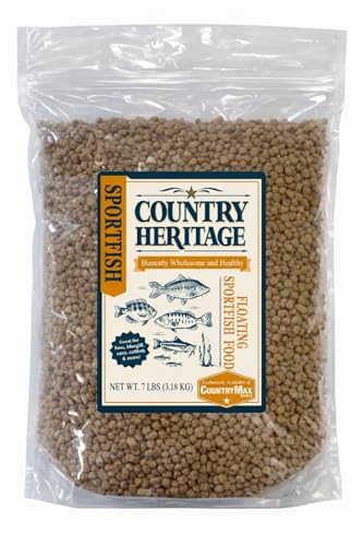 CountryMax Floating Sportfish Game Fish Food 32% Protein 7 lb Bag Ideal for Bass Bluegill Catfish Carp Minnows & More Pond & Lake Use