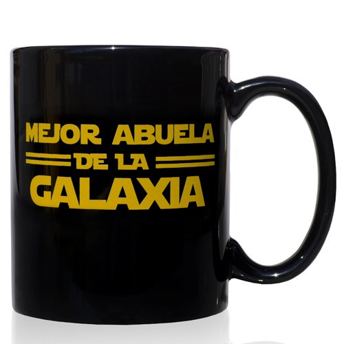 VOODOO ISLAND Taza mug Desayuno de cerámica Negra 32 cl. Modelo Mejor Abuela de la Galaxia