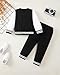 VEGGIEDOT Toddler Boy Clothes 2T 3T Boy Fall Winter Outfits Black Varsity Baseball Sweat Jacket Pants Set Casual Clothing Set for Little Boys
