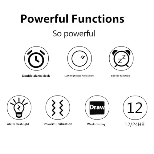 Reloj digital para dormitorio con vibrador de cama y carga USB inteligente 7