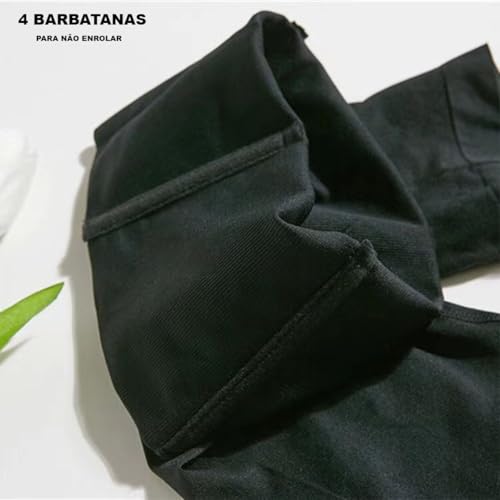 Cinta Modeladora Shorts 4 Barbatanas Levanta Bumbum Cinta (PRETO, GG/EXG)