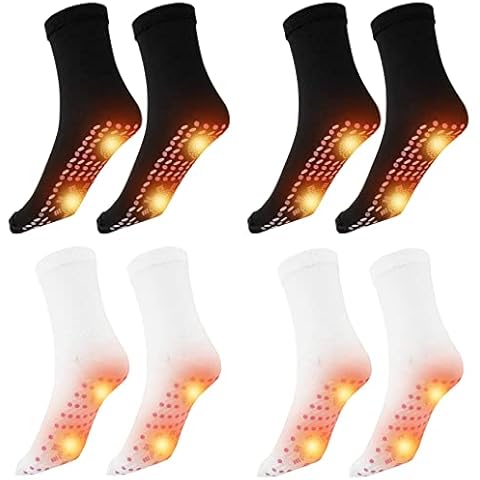 SENGHUI 4 Pairs AFIZ Tourmaline Slimming Health Sock,Self Heating Socks,Veinesheal Thermotherapeutic Sock,Anti Fatigue Socks Women Men Winter Warm (Black+White) Cover
