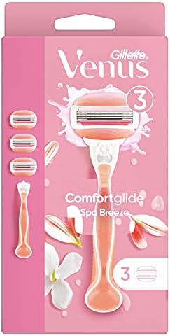 Gillette Venus ComfortGlide Spa Breeze Women's Razor + 3 Razor Blade Refills, 2 Shaving Gel Bars For A Comfortable Shave