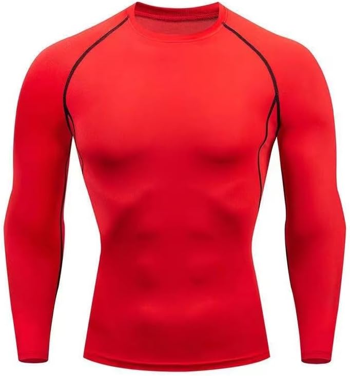 Men’S Solid Long Sleeve Compression Shirt Athletic Base Layer Top Quick Dry Workout Tight T-Shirt for Basketball Gym