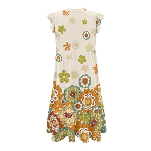 Image of Womens Summer Dress Ruffle Sleeve V Neck Dress Casual Fit Flowy Beach Vacation Sundress with Pocket S-2XL