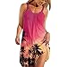 Briskorry Sommerkleider Damen Palmen Druck Strandkleider Sommer Sexy Ärmellos Kleid Mädchen Teenager Elegant Rundkragen Minikleid Boho Blusenkleider Partykleid