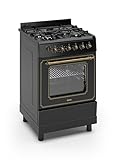 Ferre F6IP40E7-BL-RETRO-W 60cm Freestanding Dual Fuel Cooker With Wok Burner & Turbo Fan - Matte Black